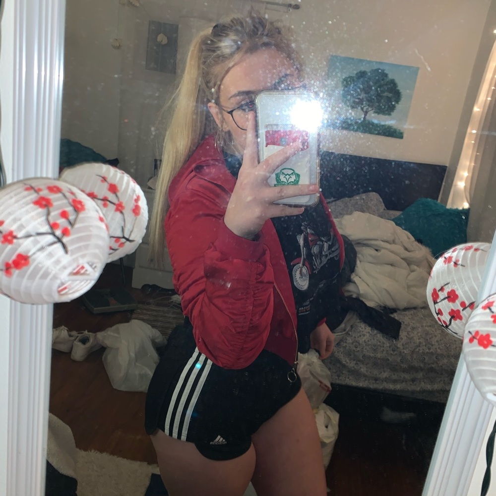 Zaful Red Full-Zip Cropped Hoodie